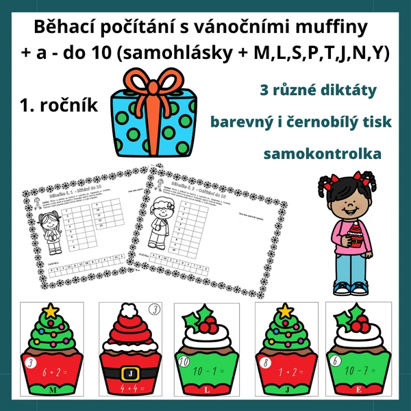 Vánoční běhací počítání s muffiny - počítání do 10