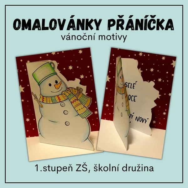 Vánoční přáníčka - omalovánky