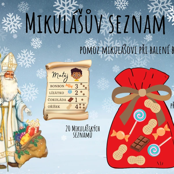 Mikuláš, Vánoce, Mikulášský seznam, Mikulášské balíčky, Zima, hra