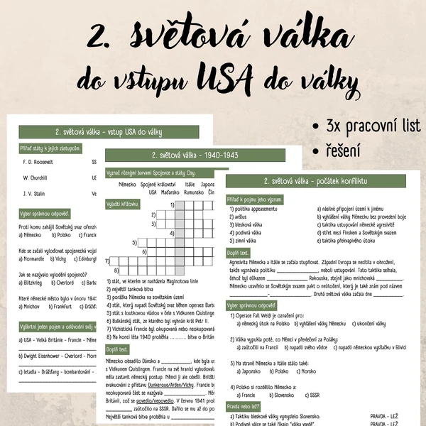2. světová válka - pracovní listy