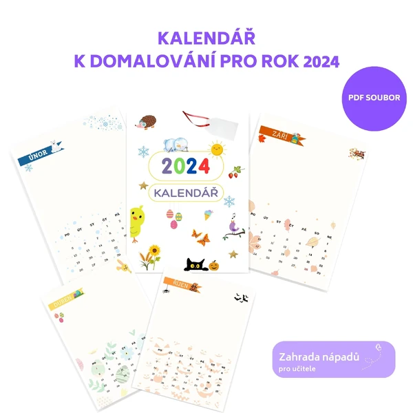 Kalendář 2024 k domalování
