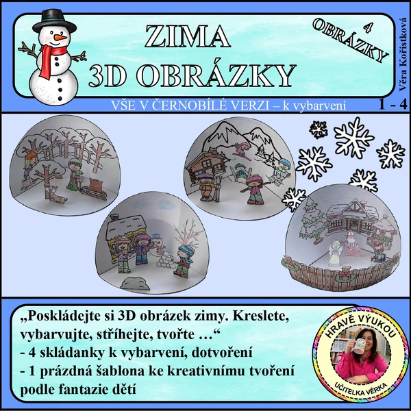 ZIMA – 3D OBRÁZKY k tvoření