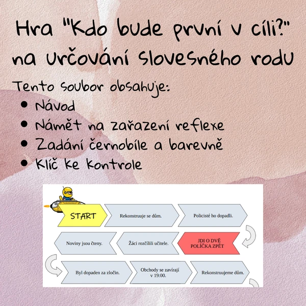 Hra "Kdo bude první v cíli?" na určování slovesného rodu