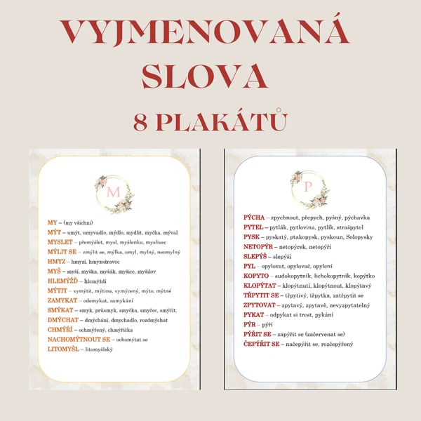 Vyjmenovaná slova a slova příbuzná - plakátky
