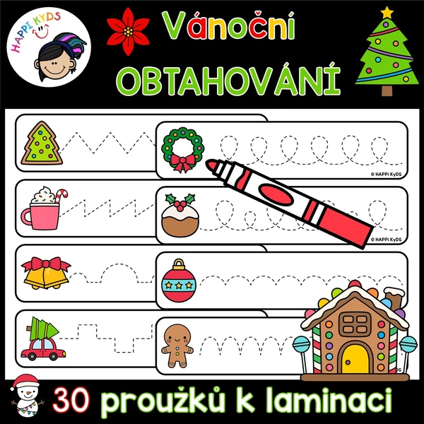 VÁNOČNÍ OBTAHOVÁNÍ - grafomotorické proužky