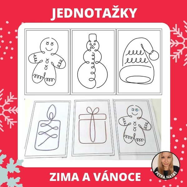 Jednotažky - Zima a Vánoce (grafomotorika)