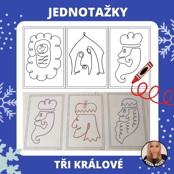 Jednotažky - Tři králové (grafomotorika)