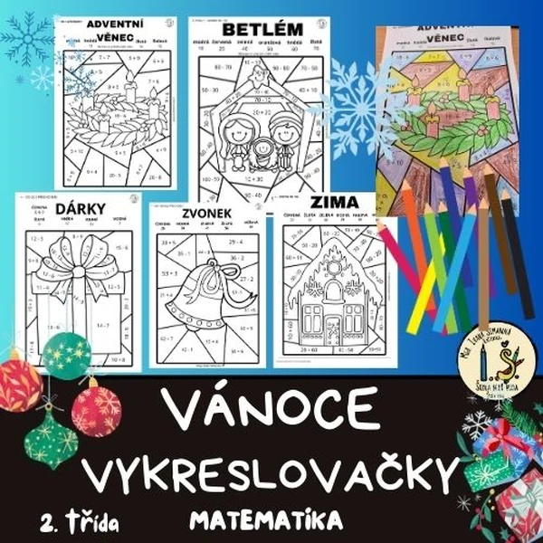 Vykreslovačky - VÁNOCE - MATEMATIKA - 2. třída