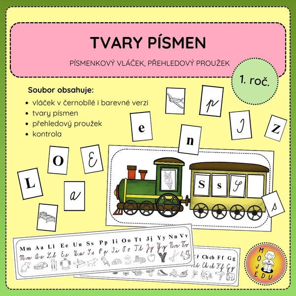 Tvary písmen - písmenkový vláček, písmenkový proužek