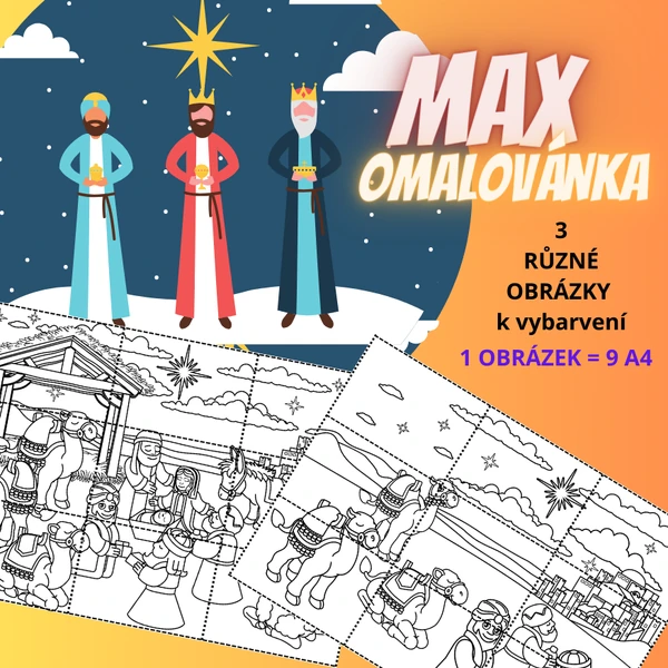 Maxomalovánka - tři králové