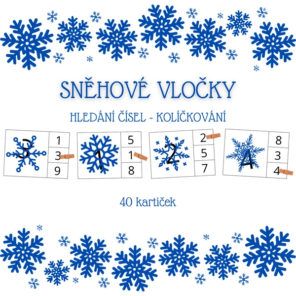 SNĚHOVÉ VLOČKY - hledání čísel (kolíčkování)