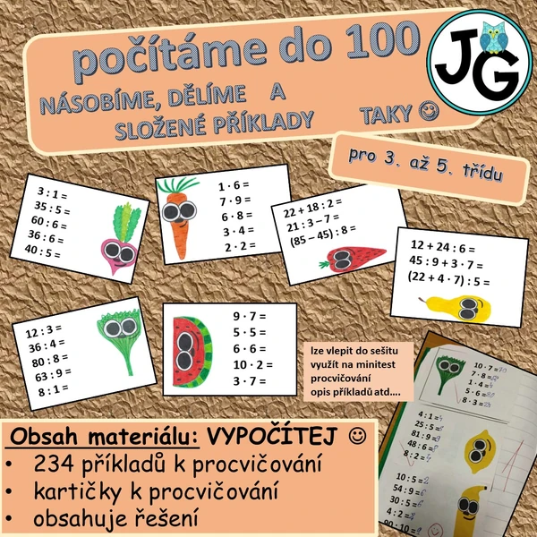 Dělení a násobení do 100 - ovoce, zelenina