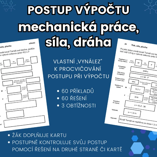 Mechanická práce - karty na procvičování postupu
