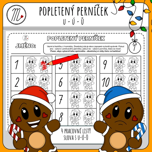 Popletený perníček - u, ú, ů