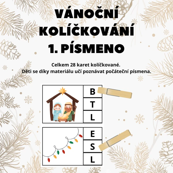 Vánoční kolíčkování - 1. písmeno