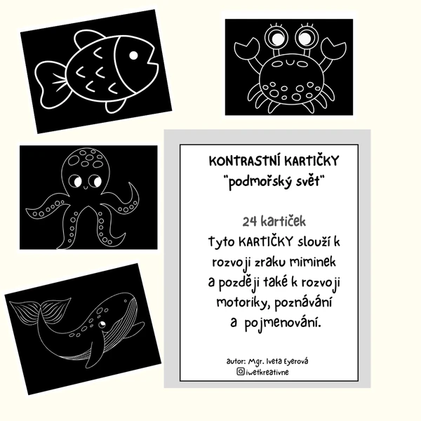 Kontrastní kartičky pro miminka "podmořský svět"