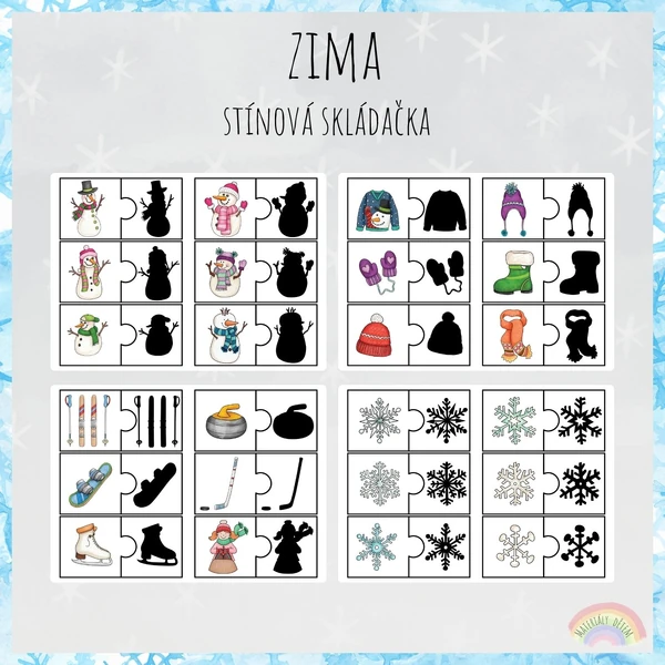 Zima, stínová skládačka