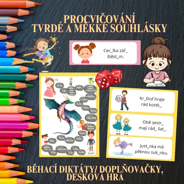 Procvičujeme psaní po tvrdých a měkkých souhláskách (2.třída)