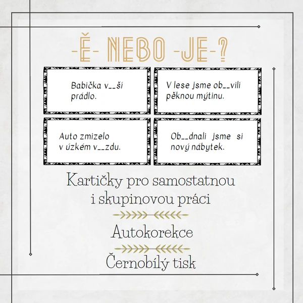 -ě- nebo -je-? Kartičky k procvičování