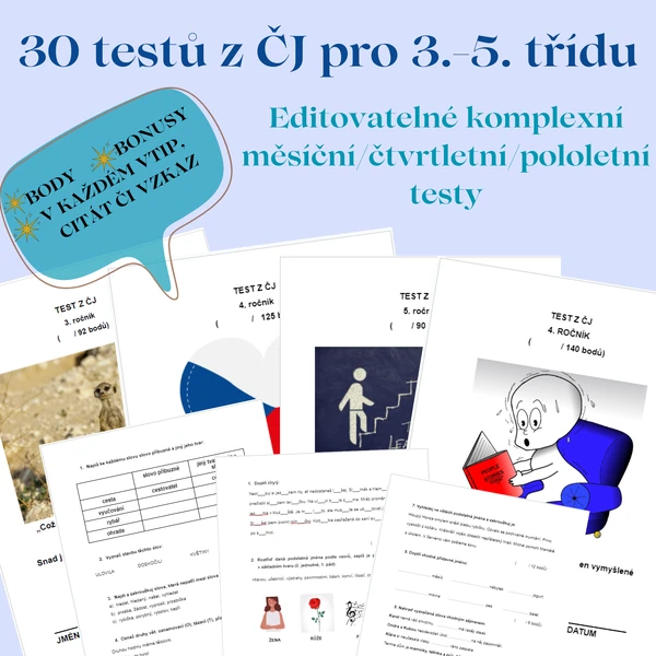 Velký soubor testů z ČJ pro 3.-5. třídu