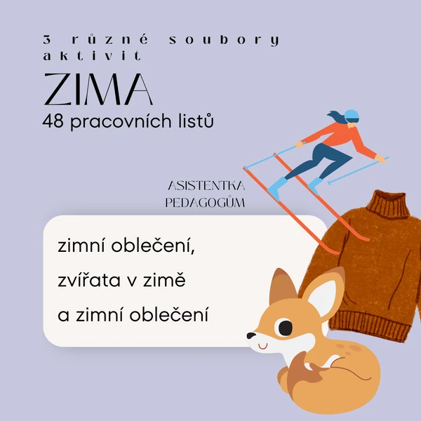 Zima - soubor aktivit (sporty, zvířata a oblečení)