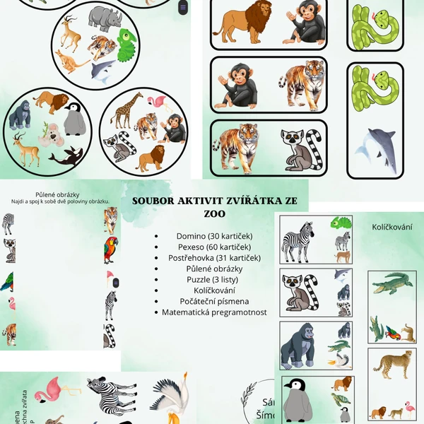 Soubor aktivit zvířátka ze ZOO