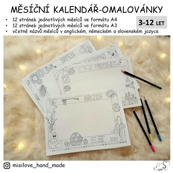Měsíční kalendář k dotvoření - omalovánky