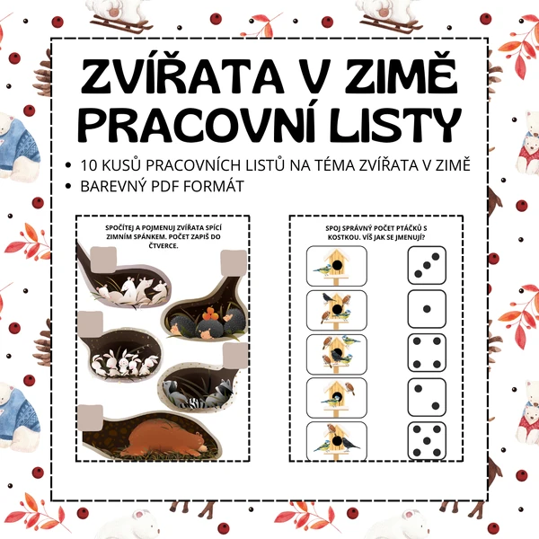 Zvířata v zimě - pracovní listy