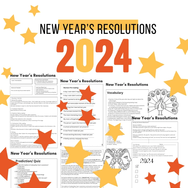 New Year's Resolutions Lesson Plan and Printables