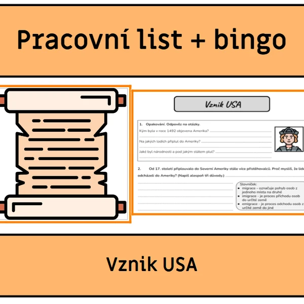 Vznik USA - Pracovní list + bingo