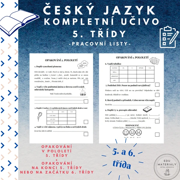 ČJ - kompletní učivo 5. třídy - opakování