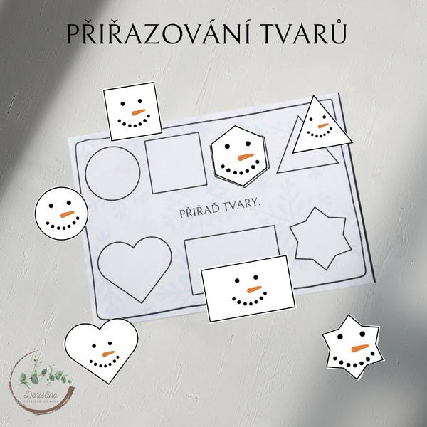 Tvary sněhuláků - Přiřaď tvar