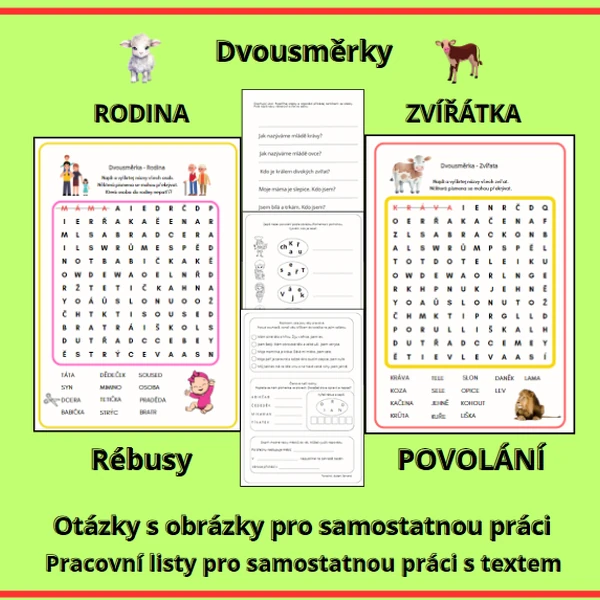 DVOUSMĚRKY A HÁDANKY (RODINA, ZVÍŘATA, POVOLÁNÍ) 