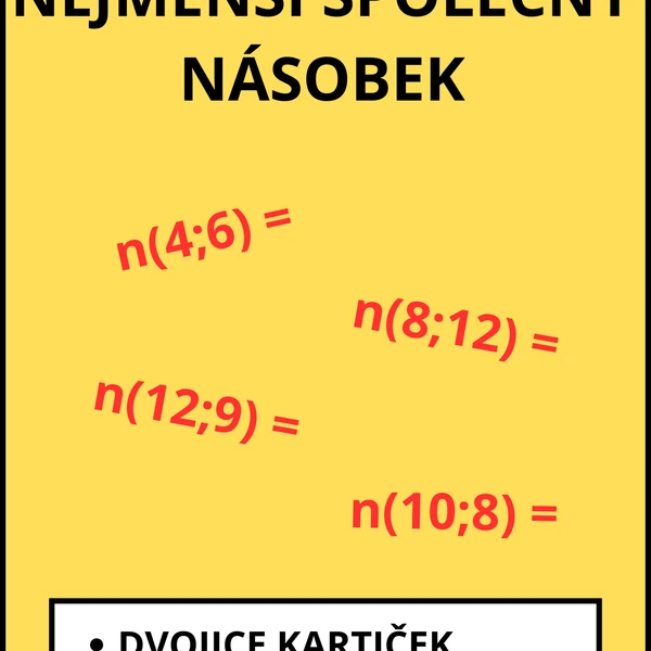 Nejmenší společný násobek - kartičky k procvičování