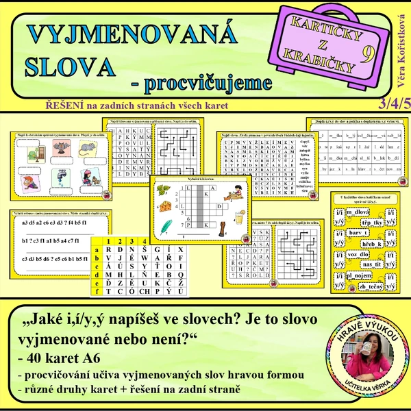  VYJMENOVANÁ SLOVA – procvičujeme – Kartičky z krabičky 9