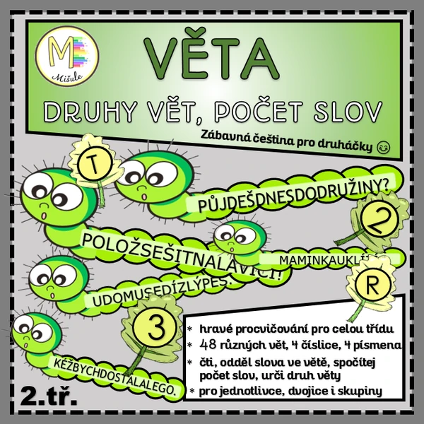 VĚTA- DRUHY VĚT, POČET SLOV