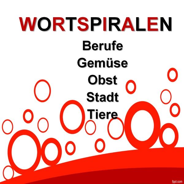 Wortspiralen 2 (Berufe, Gemüse, Obst, Stadt, Tiere)