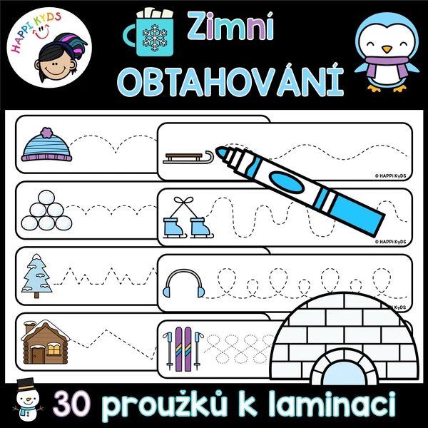 ZIMNÍ OBTAHOVÁNÍ - grafomotorické proužky