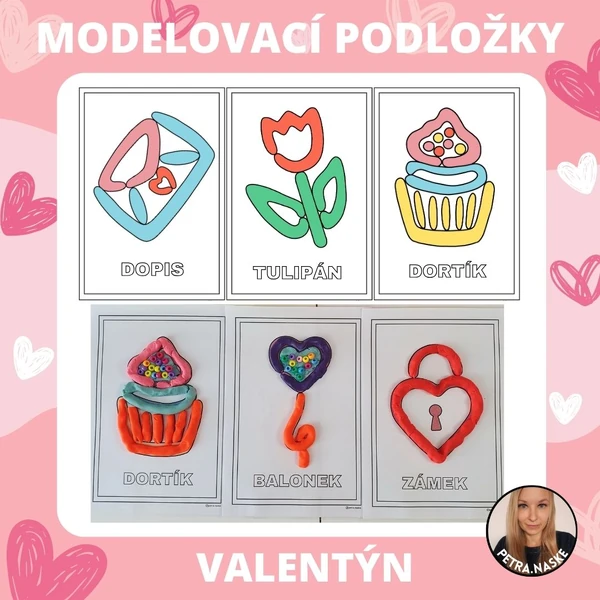 Valentýn - modelovací podložky (omalovánky)
