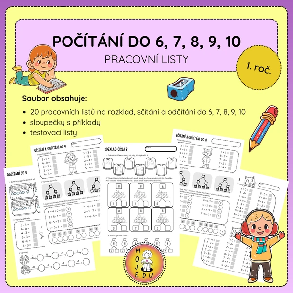 Počítání do 6, 7, 8, 9, 10 - pracovní listy