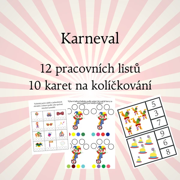 Karneval - pracovní listy, kolíčkování
