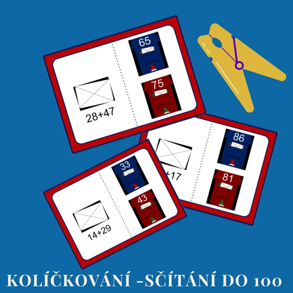 Kolíčkování-sčítání do 100 