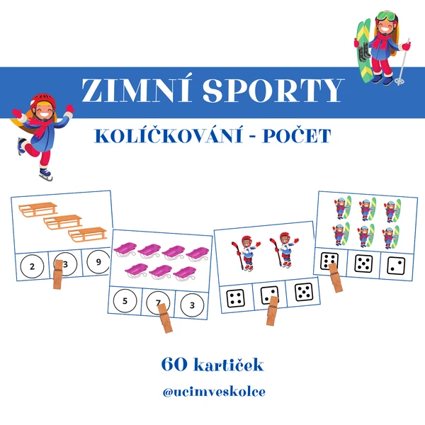 ZIMNÍ SPORTY - kolíčkování (počet)