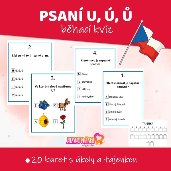 Psaní u, ú, ů běhací kvíz