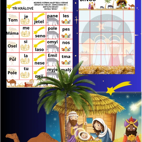 Čtecí bingo - TŘI KRÁLOVÉ
