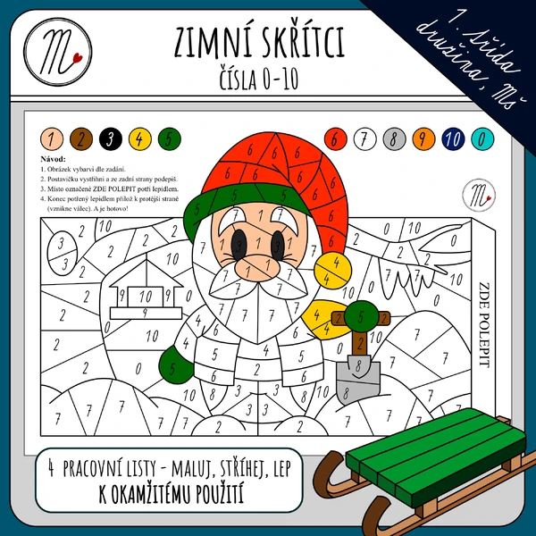 Zimní skřítci - maluj, lep, stříhej