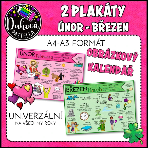 OBRÁZKOVÝ kalednář - únor a březen - PLAKÁTY