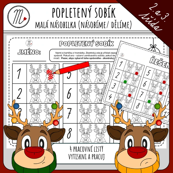 Popletený sobík- malá násobilka (násobíme, dělíme)/ běhací počítání