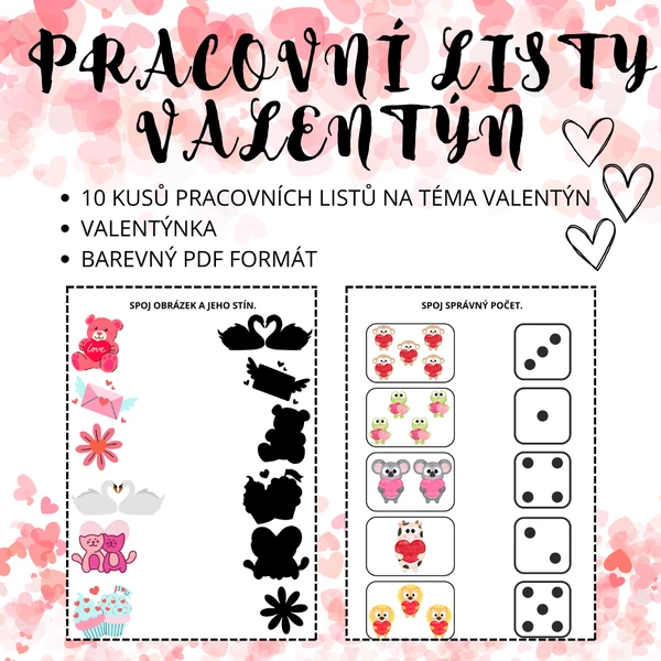 Pracovní listy Valentýn + valentýnka