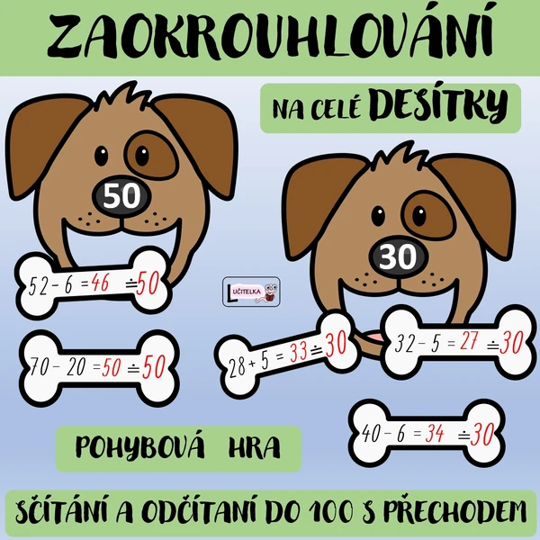 Zaokrouhlování na celé desítky - Hladový pes